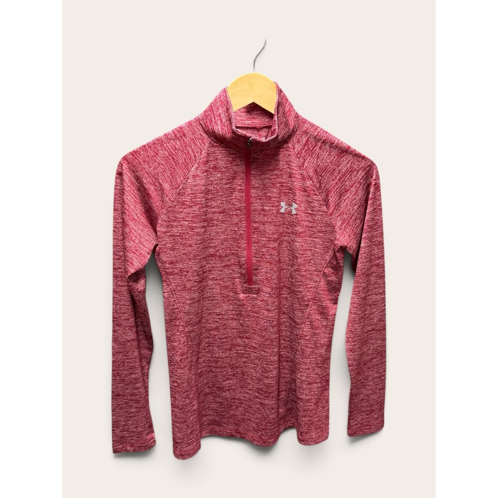 Under Armour HeatGear Womens XS Red Space Dye Heather Half Zip Pullover Top
